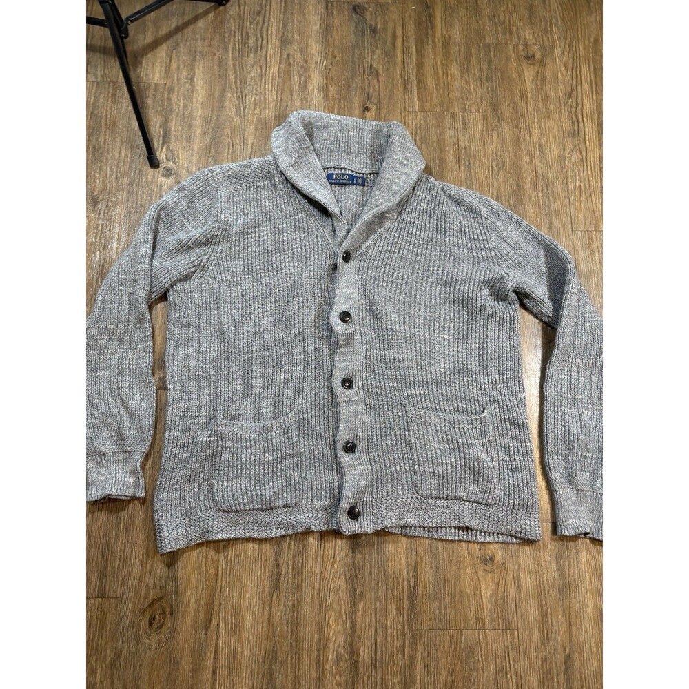 Polo Ralph Lauren Ribbed Knit Shawl Collar Cardigan Men’s L Gray